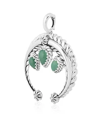 American West Jewelry Sterling Silver and Pear Cut Green Turquoise Gemstone Rope Naja Pendant Enhancer