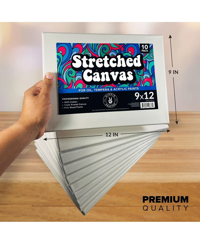Hippie Crafter 10Pk Stretched Canvas for Painting 8x10