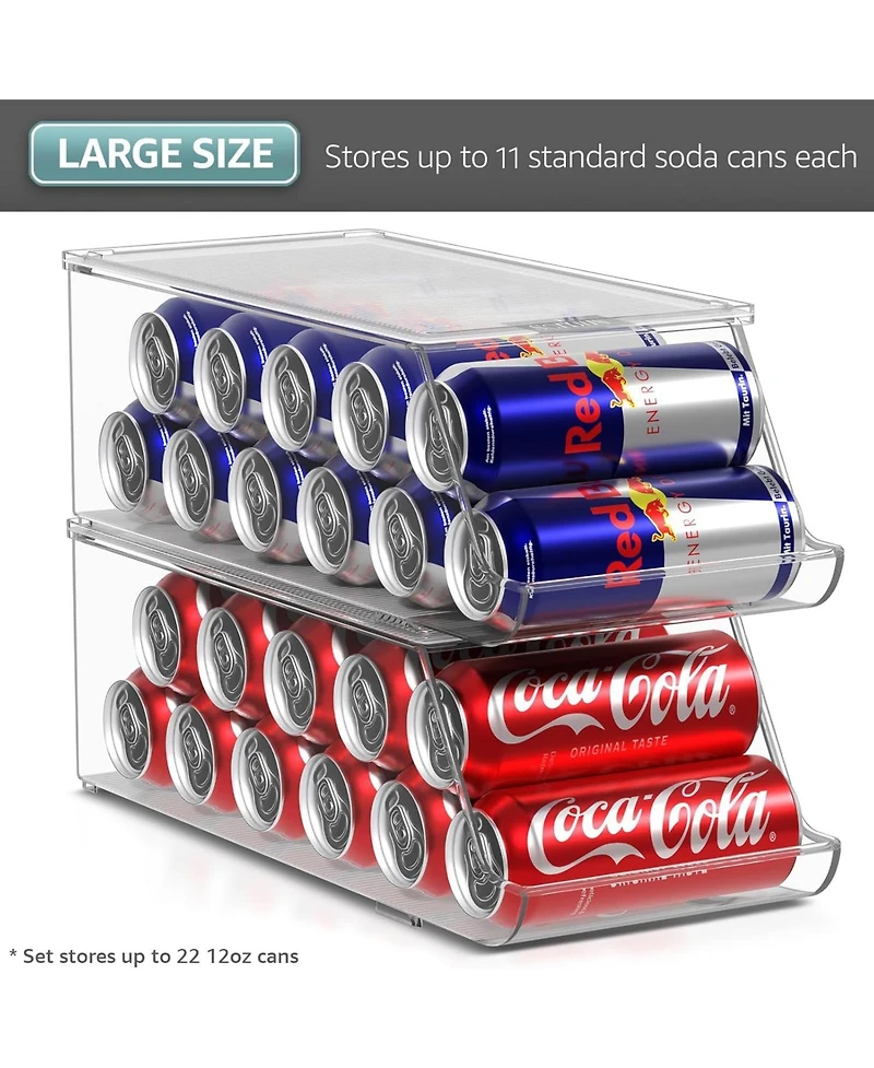 Sorbus Skinny Soda Can Organizer for Refrigerator - Slim Can Holder Drink Dispenser for Fridge