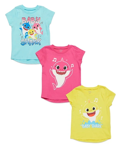 Baby Shark Baby Girls Pinkfong Shark 3 Pack T-Shirts