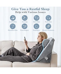 Sugift 3 Pieces Bed Wedge Pillow Set with Air Memory Foam