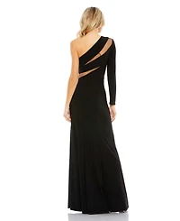 Mac Duggal Women's Ieena Jersey One Shoulder Illusion Cut Out Gown