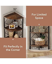 Tribesigns 7-Tier Corner Shelf, 78.7” Extra Tall Corner Bookcase, Industrial Slim Corner Bookshelf for Small Narrow Space, Wood Corner Shelf St
