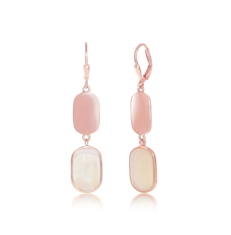 Simona Sterling Silver Polished and Pink Mother of Pearl Earrings - Rose Gold Plated