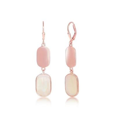 Simona Sterling Silver Polished and Pink Mother of Pearl Earrings - Rose Gold Plated