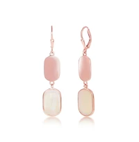 Simona Sterling Silver Polished and Pink Mother of Pearl Earrings - Rose Gold Plated