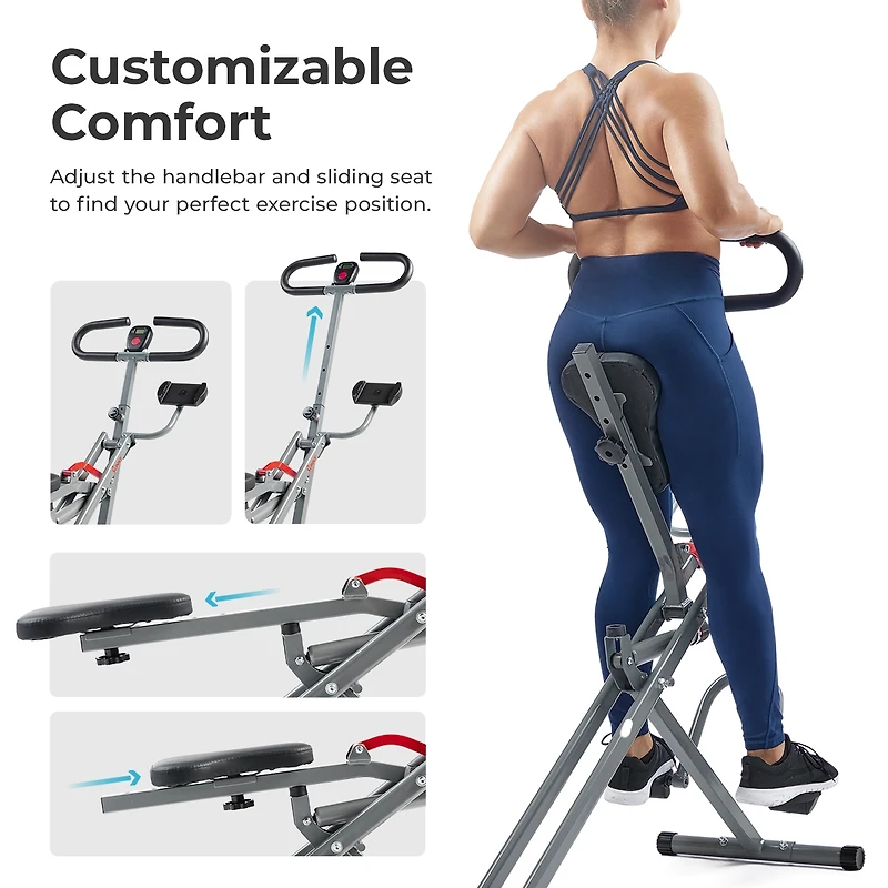 Sunny & Health Fitness Row-n-Ride Smart Squat Assist Trainer, Included SunnyFit App Connection