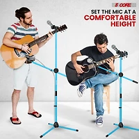 5 Core Mic Stand Floor Height Adjustable Tripod Microphone Stands w Extending Telescoping Boom Arm - Ms Dbl G Sky Blu