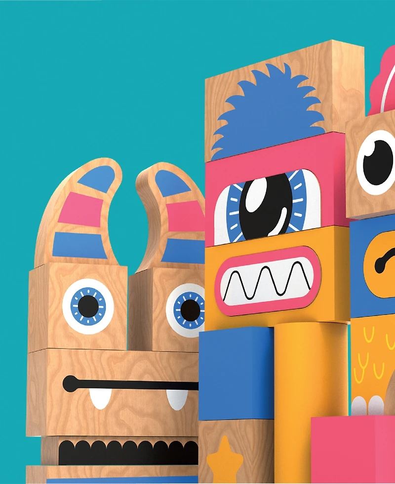 Geoffrey's Toy Box Make A Monster 100-Piece Solid Wood Block Set, Created for Macy's