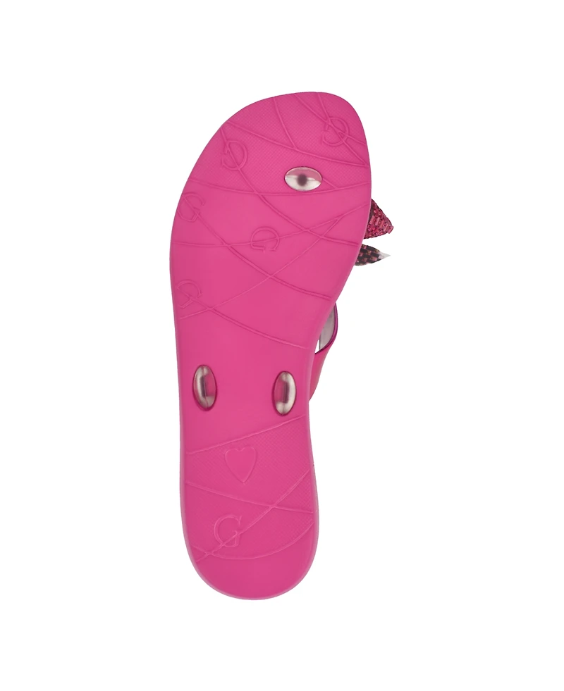 Guess Women's Tata Eva Sparkle Bow Flip Flop Sandals