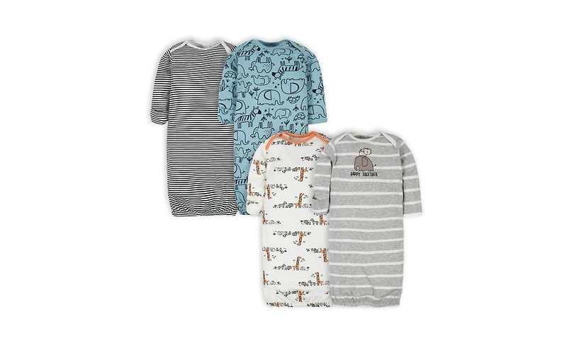 Gerber Baby Boys Lap Shoulder Gowns, 4-pack