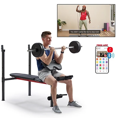 Sunny Health & Fitness Adjustable Standard Incline Weight Bench with Leg Developer and Preacher Curl Attachment, Up to 630LBs Support