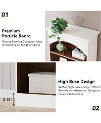 Tribesigns 5-Shelf White Bookcase Set of 2, 70.9'' Tall Bookshelf with Storage Shelves, Vintage Free-Standing Library Book Shelving Unit (White & Oak)