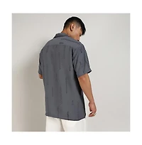 Campus Sutra Men's Ash Grey Embroidered Twist Shirt