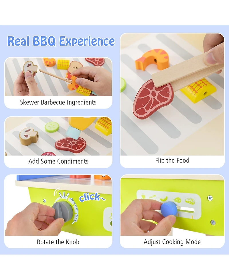 Gymax Kid's Pretend Barbecue Grill Play Set Toy Bbq Cooking Playset with Accessories
