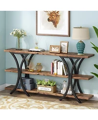 Tribesigns 70.8 Inch Console Table, Long Sofa Table Entry Table with 3 Tier Storage Shelves for Entryway Hallway Living Room