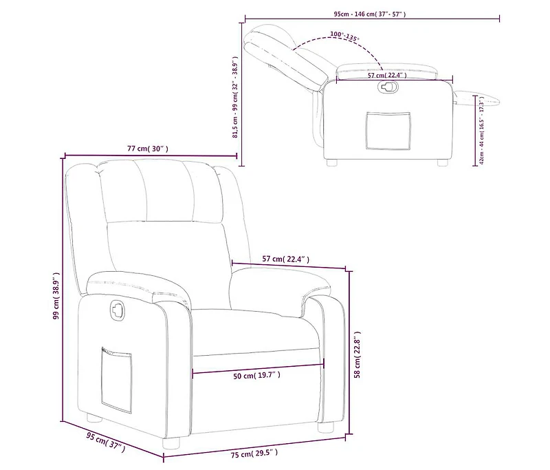 Recliner Chair Light Gray Fabric