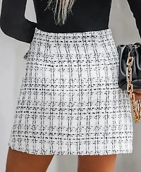 Cupshe Women's Tweed High Waist Mini Skirt