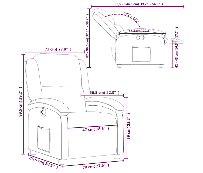 Recliner Chair Cream Faux Leather
