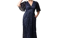 Kiyonna Plus Luminous Sequin Lace Evening Gown with Pockets