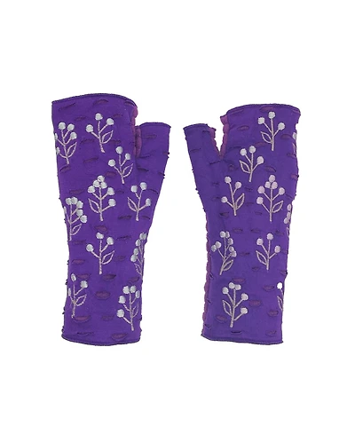 Feelgoodz Women s Artisan Crafted Fleece Lined Winter Berry Fingerless Jersey Gloves