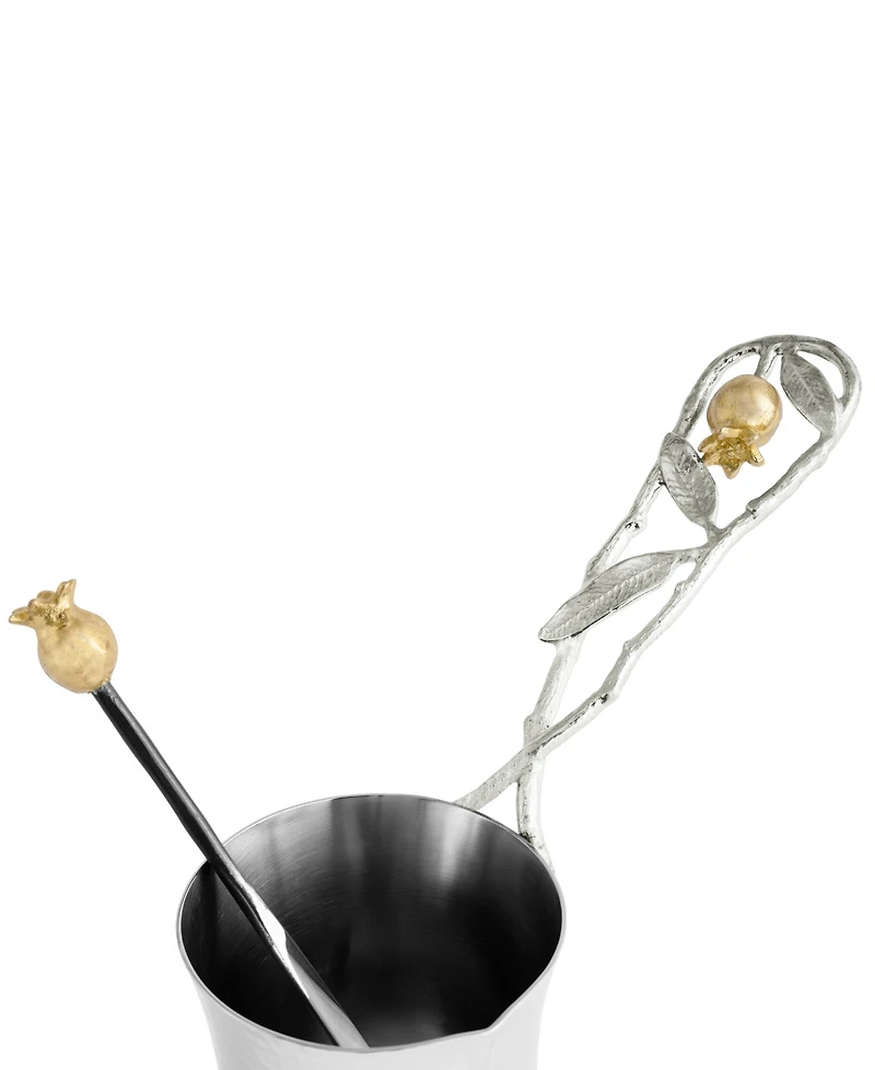 Michael Aram Pomegranate Silver and Gold Coffee Pot with Spoon, 8.66" x 3"