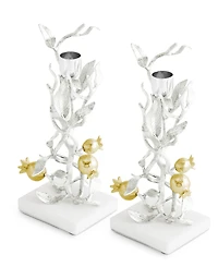 Michael Aram Pomegranate Silver and Gold Candleholders, Set of 2