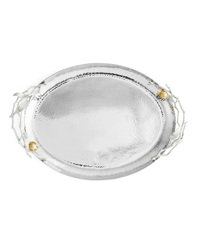 Michael Aram Pomegranate Silver and Gold Oval Tray
