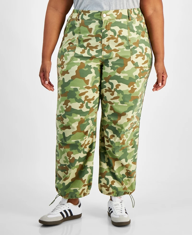 Celebrity Pink Trendy Plus Camouflage Parachute Pants