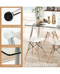 Glass Rectangular Dining Table with Metal Legs