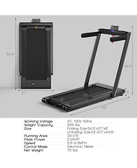 Skonyon 2-in-1 Folding Treadmill with Dual Led Display-Black