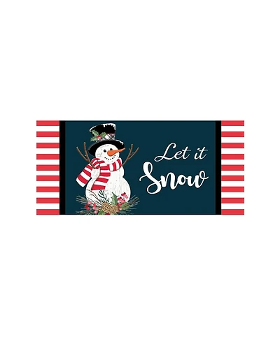 Evergreen Holly Snowman Sassafras Indoor Outdoor Switch Doormat 1'10"x10" Multicolored