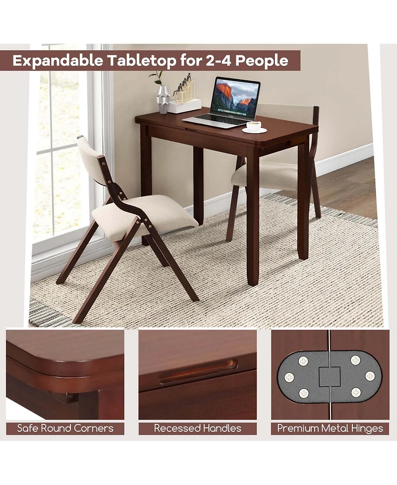 Kitchen Table Set for 2 with Expandable Dining Upholstered Folding Chairs