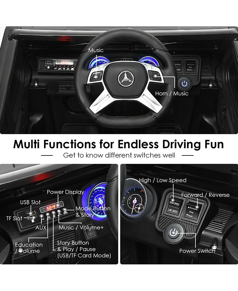 Gymax 12V Licensed Mercedes-Benz Kids Ride On Car Rc Motorized Vehicles w/ Trunk Pink