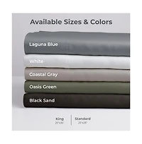 Cariloha Retreat 2-Piece Sateen Pillowcase Set | Coastal Gray |Standard | Lyocell Material | Breathable, Corner Straps, Extra soft & Cooling