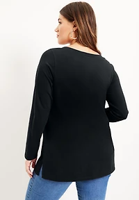 June + Vie Women's Long-Sleeve V-Neck One Only Tunic