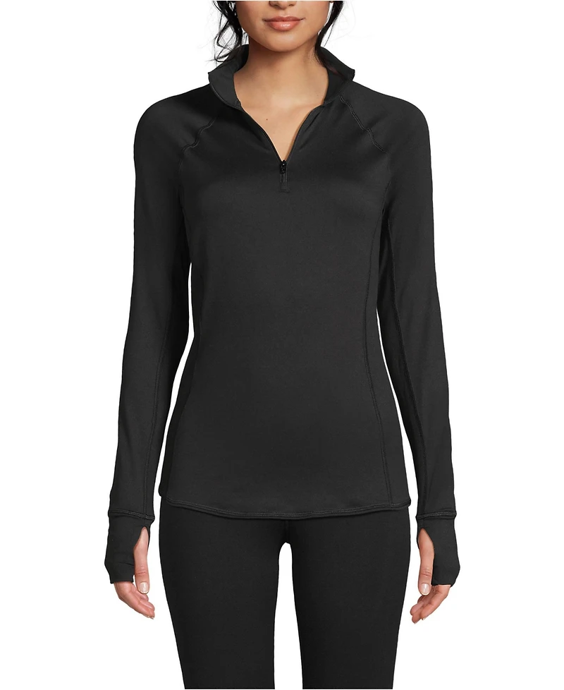 Lands' End Women's Baselayer Cozy Thermaskin Quarter Zip Top