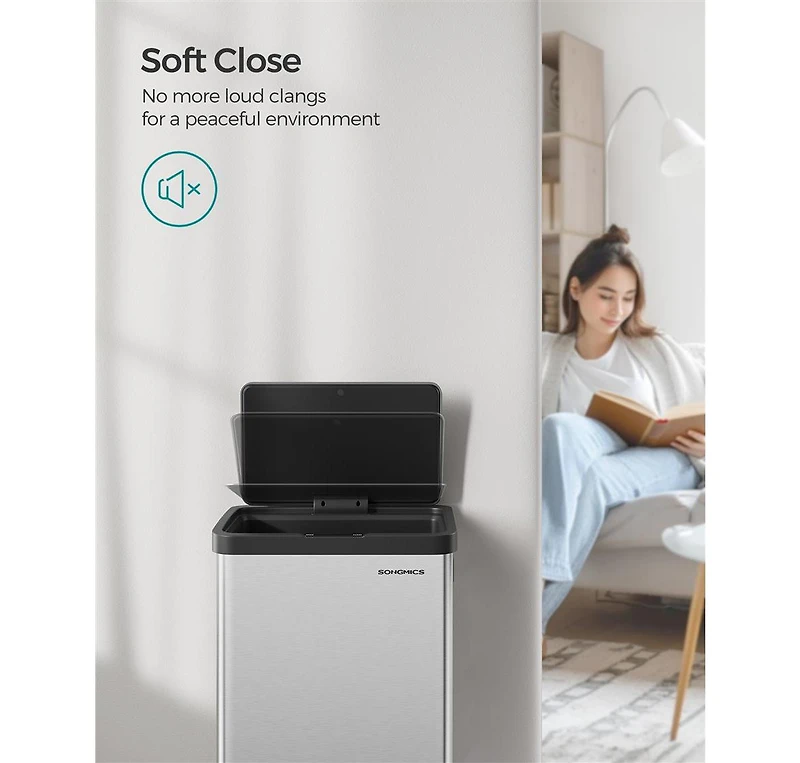 Slickblue Motion Sensor 18-Gallon Trash Can for Hands-Free, Efficient Waste Management