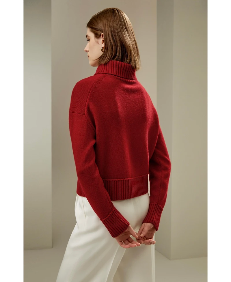 Lilysilk Women's Relaxed Fit Wool-Cashmere Blend Sweater