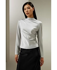 Oblique Wave Silk Blouse for Women