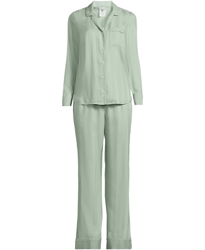 Lands' End Women's Shadow Stripe 2 Piece Pajama Set - Top and Pants