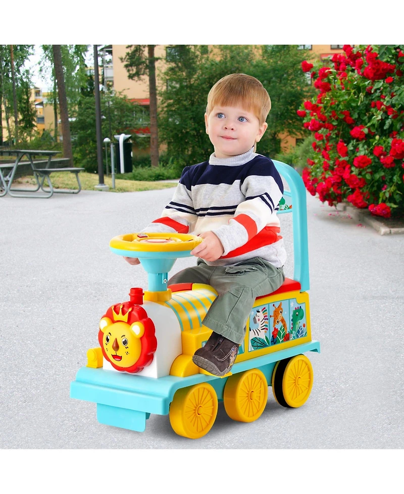 Gymax 6V Electric Kids Ride On Train Motorized Train Toy w/ Track & 6 Wheels Green