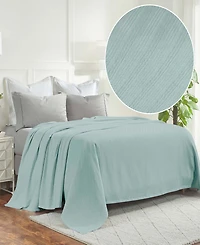 Superior Milan Cotton Jacquard Dobby Weave Textured Striped Lightweight Woven Blanket