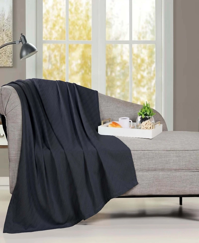 Superior Milan Cotton Jacquard Dobby Weave Textured Striped Lightweight Woven Throw, 50" x 60"