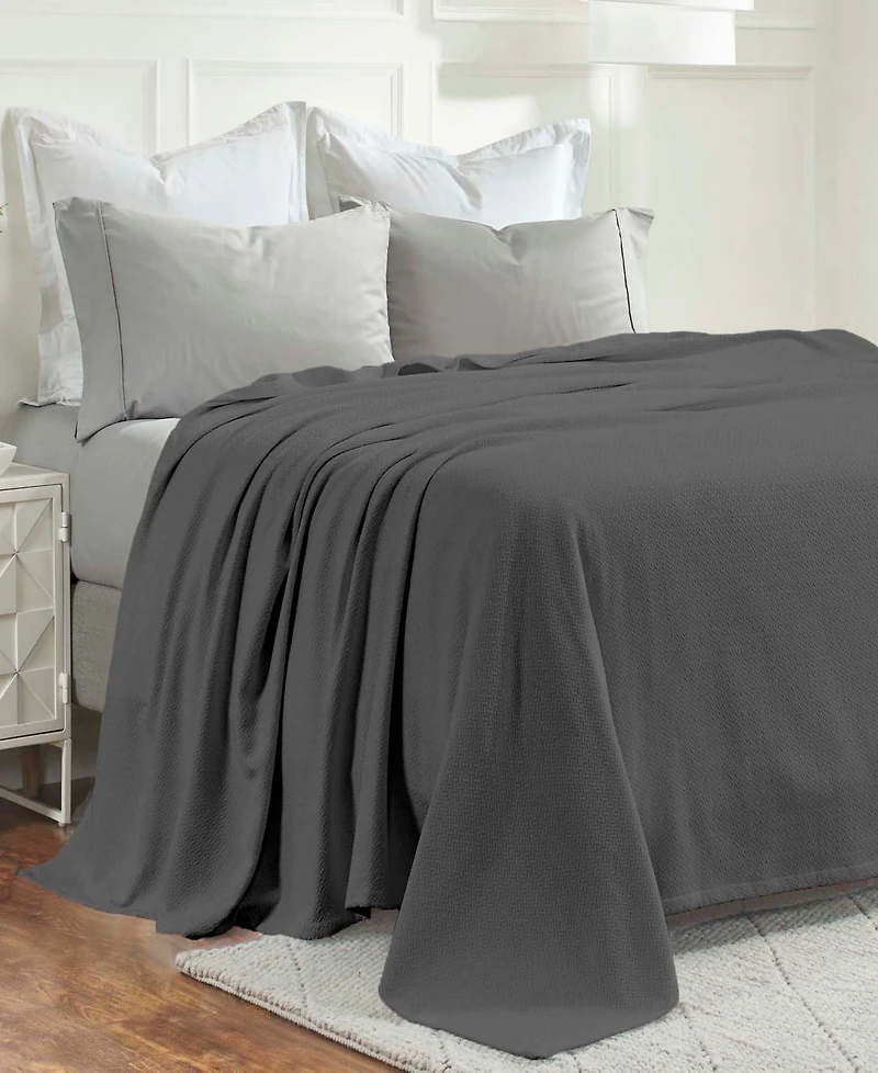 Superior Nobel Cotton Jacquard Dobby Weave Textured Chevron Lightweight Woven Blanket