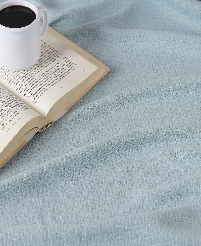 Superior Nobel Cotton Jacquard Dobby Weave Textured Chevron Lightweight Woven Throw, 50" x 60"