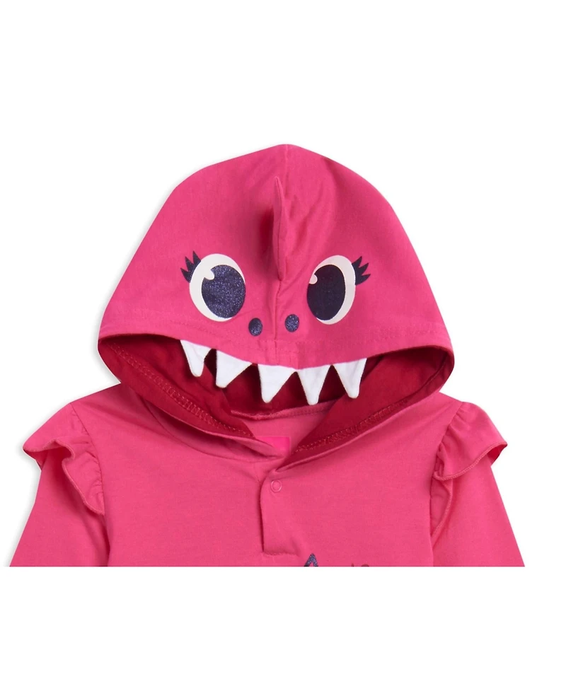 Baby Shark Girls Pinkfong Shark Pullover Hoodie and French Terry Leggings Outfit Set