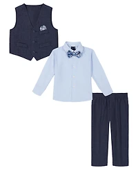 Nautica Baby Boys Striated Twill Vest 4-Piece Set