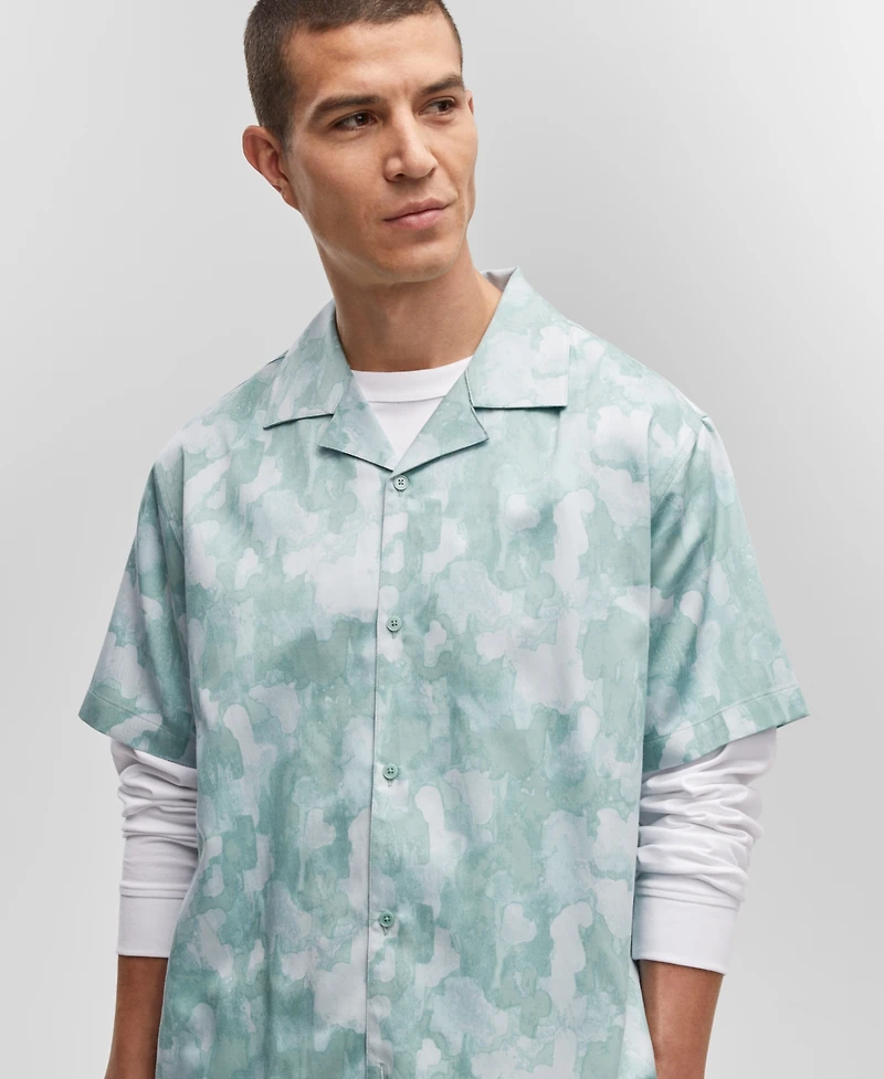 Mode of One Men's Relaxed-Fit Printed Button-Down Camp Shirt, Created for Macy's