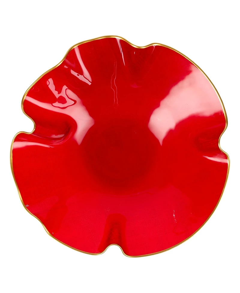 Vietri Holiday Glass Medium Ruffled Bowl